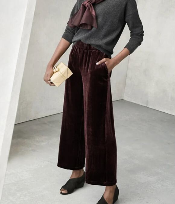 Eileen Fisher Pants - Eileen Fisher Velvet Pants Silk Slouchy Ankle Purple Large